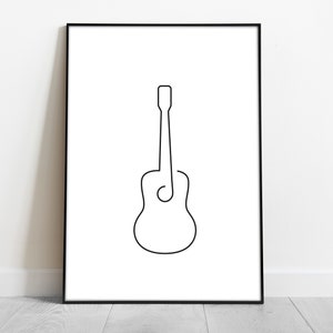 Guitar Line Art Minimalist Print, Music Minimal Printable, Guitar Wall Art, Minimal Art, Modern Decor, DIGITAL DOWNLOAD, Printable Art