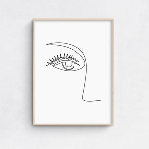 Frau Auge Linie Kunst druckbare Wandkunst, minimalistische und moderne weibliche Linie Zeichnung, Boho Home Decor, schwarz & weiß Kunstposter