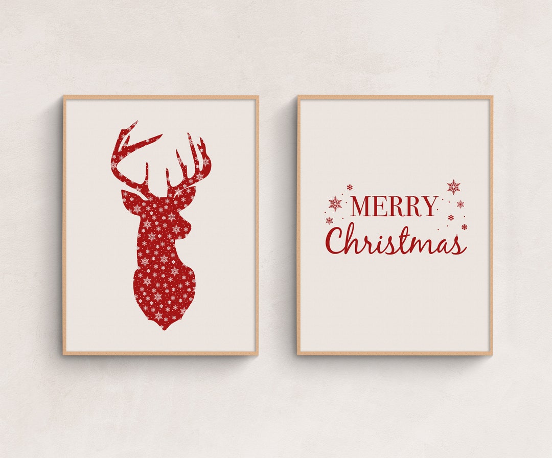 Christmas Reindeer Printable, Christmas Deer Printable Set, Merry ...