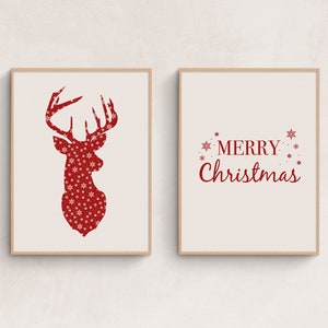 Christmas Reindeer Printable, Christmas Deer printable Set, Merry Christmas,Christmas gift,Christmas prints,Santa printable,Holiday decor