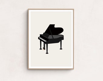 Piano Poster, piano wall art, Music Room Decor, Piano gift, Music Studio Decor, Music note, minimalist art print