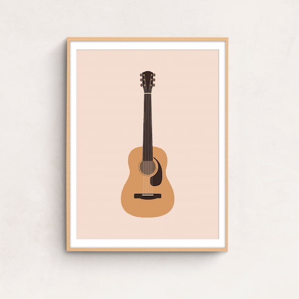 Guitar Print Music Poster, Printable Art, Music Wall Art, Minimal Art, Modern Style, DIGITAL DOWNLOAD, PRINTABLE Art