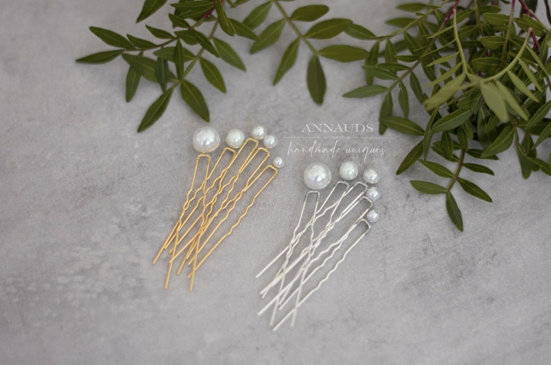 ღ Hairpins pearls bridal jewelry hair accessories image 6