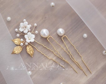 High quality ღ bridal jewelry ceramic flower hairpin