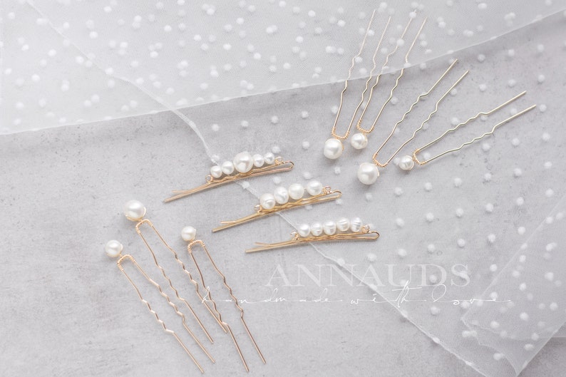 ღ Hairpins pearls bridal jewelry hair accessories image 3