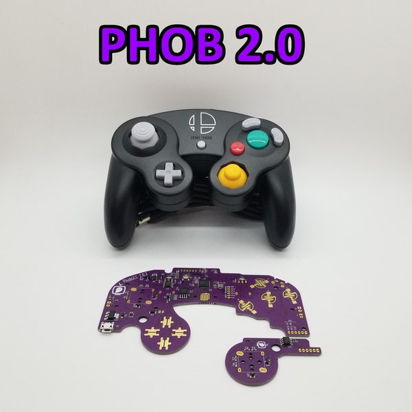 Phob 2.0.5 Gamecube Controller for Smash Bros. Melee & Ultimate | Notches | MX Cherry Triggers | Paracord | Tactile Z