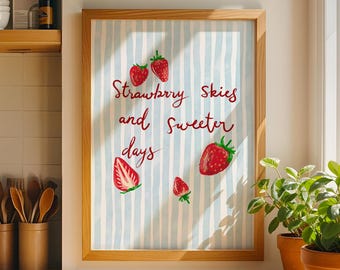 Vintage Strawberry Kitchen Decor: Charming Farmhouse Art