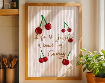 Cozy Kitchen Vibes: Bring Home this Adorable Cherry Illustration Print