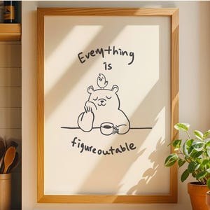 Alles ist Figur, Bär Kunstdruck | Minimalistische Strichzeichnungen