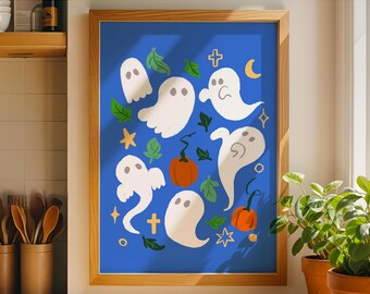 Playful Halloween Ghost Art Print – Kids' Room Decor