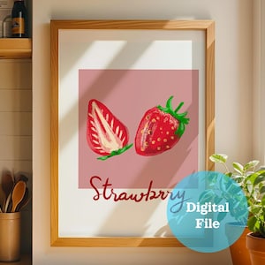 Vintage Strawberry Farmhouse Decor - Instant Printable Art