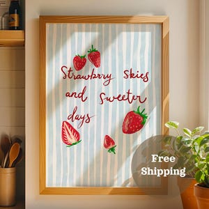 Vintage Erdbeeren Küchen Dekor: Bauernhaus Dekoration auf Papier