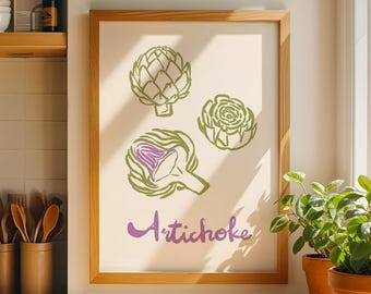 Artichoke Kitchen Printable Wall Art – Italian Food Illustration Digital Download, Farmhouse Kitchen Decor