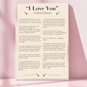 I Love You Book Quotes Poster: Physical Wall Art - Print for Book Lovers