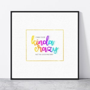 Kinda Crazy by Selena Gomez Rare lyric inspired digital typography lettering neon print wall art canvas decor