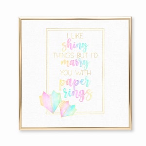 Paper Rings van Taylor Swift Lover lyrisch geïnspireerd digitale typografie belettering aquarel print engagement card muur kunst doek decor