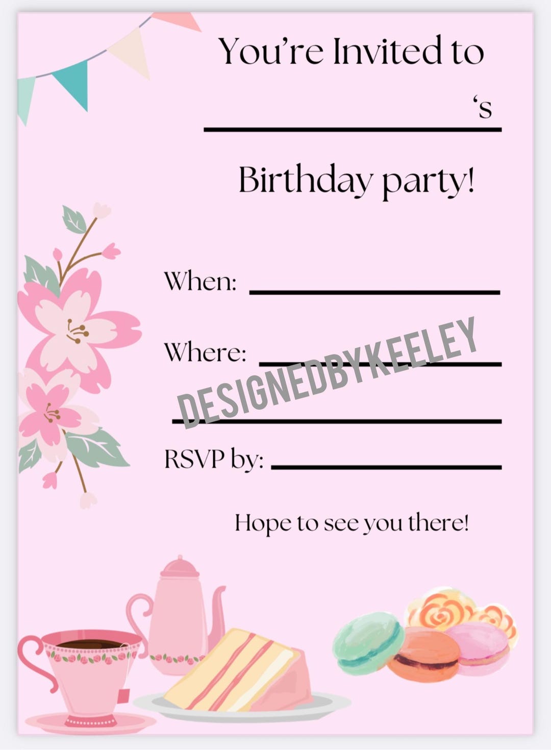 Kid’s Tea Party Invitation - Etsy