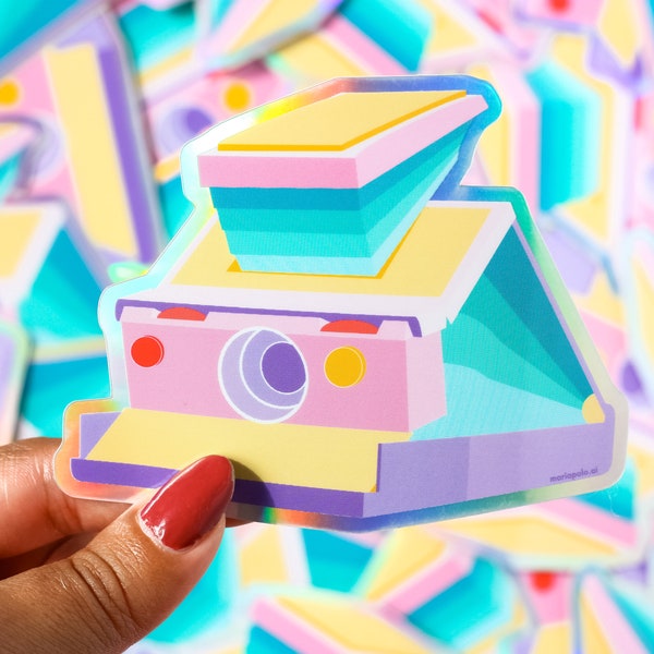 Polaroid SX-70 Holographic Sticker - Cute Pastel Laptop Vinyl Sticker