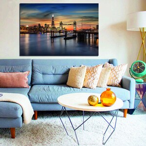 Skyline of London during Sunset | The Tower Bridge and Tower area River Thames UK | new home gift office work restaurant | Canvas Print Wall