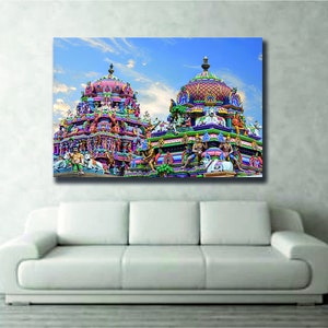 Beautiful view of the colourful Gopura in the Hindu Kapaleeshwarar Temple, Chennai, Tamil Nadu, South India Printed Canvas Picture Poster