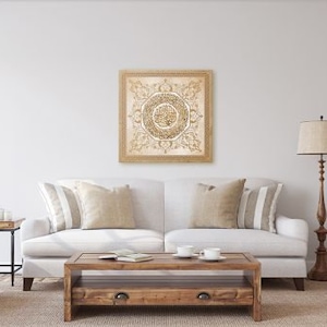 Brown Surah Fatiha Square Arabic Wall Canvas Print Islamic Calligraphy | housewarming poster artwork Muslim Home Decor