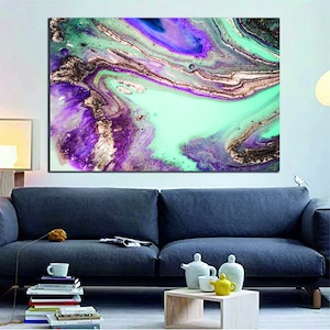 Abstracte inkt goud groen turkoois roze vloeibaar marmer gedrukt canvas muur muurschildering cadeau nieuw huis muur kunst decor ingelijste foto schilderij kunstwerk