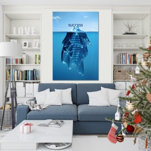 Motivational Iceberg Printed Wall Art Canvas, Inspirational Printed Wall, poster artwork for Home Office, workshop, Gym, Business, School