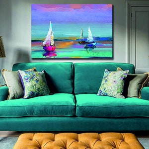 Boats Sea Ocean Ship Sailing Oil Abstract | Interior framed picture poster | wall decor home gift | housewarming poster art work