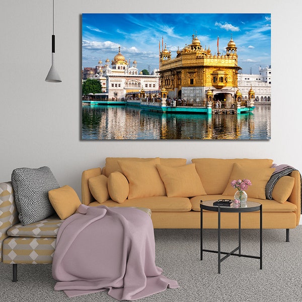 Sikh Golden Temple India Punjab Side View Printed Canvas wall Mural Ideal new home gift wall decor picture poster interior decor artwork art