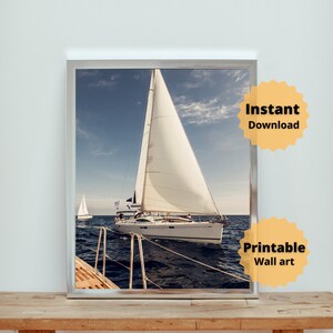 Yacht Boat Ship Sea Ocean | Abstract Printed Canvas | Interior Room Decor | housewarming Canvas Print | Instant Download