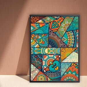 Morrcan Islamic Pattern | Abstract Printed Canvas | Interior Room Decor | housewarming Canvas Print | Instant Download