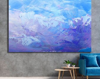 Blue Brush Stroke Purple Liquid Marble | Wall Art gift new home Picture artwork | Interior Room Decor | housewarming Canvas Print