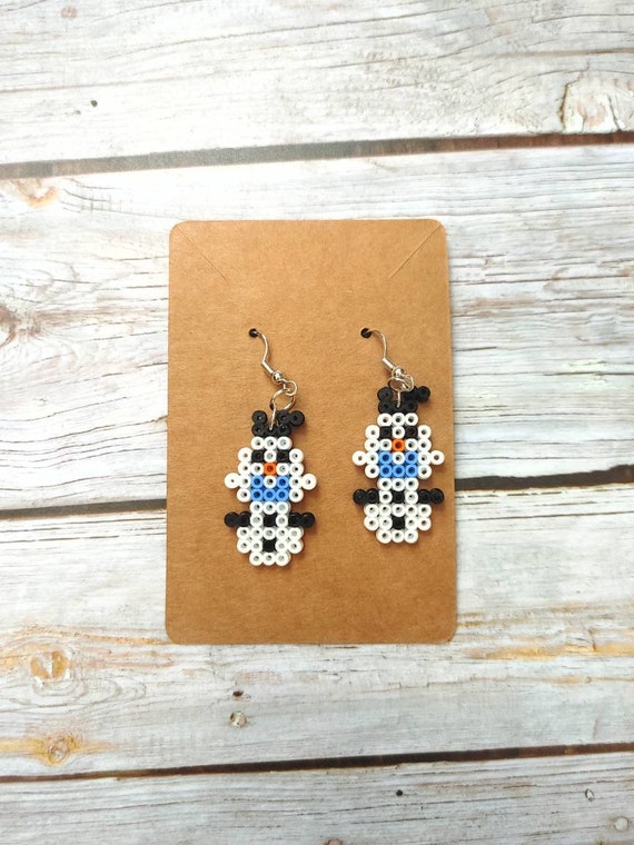 Small Olaf Frozen Dangle Perler Bead Earrings Etsy UK
