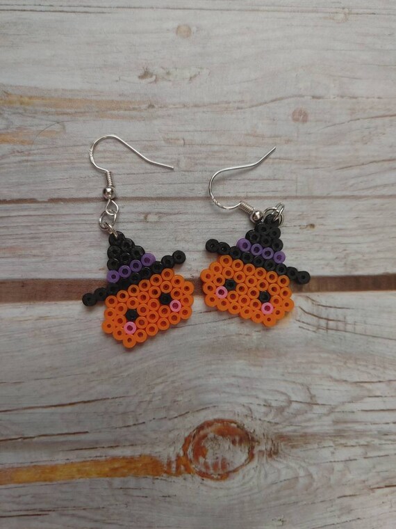 Beaded pumpkin shop earrings