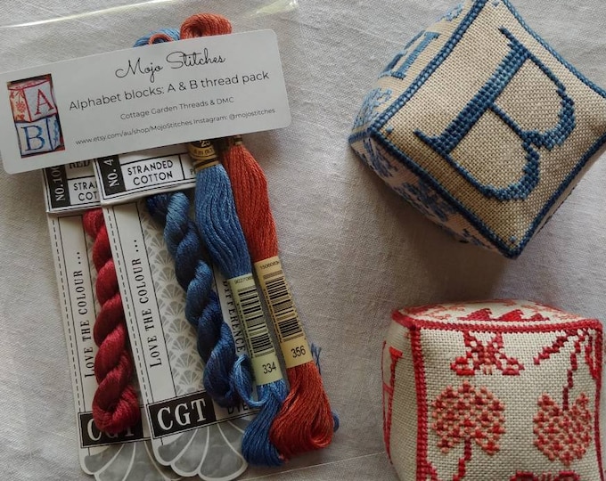 A & B Alphabet Blocks: Cottage Garden Threads and DMC Thread Pack - Etsy