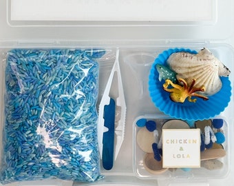 OCEAN SENSORY KIT, toddler hands-on learning, Montessori play, sensory play, gift for children, toddler activities, rice sensory play.