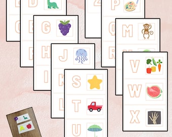 BEGINNING SOUND picture match, printable alphabet cards, kindergarten letter sound, preschool games, initial sound sorting activity, phonics