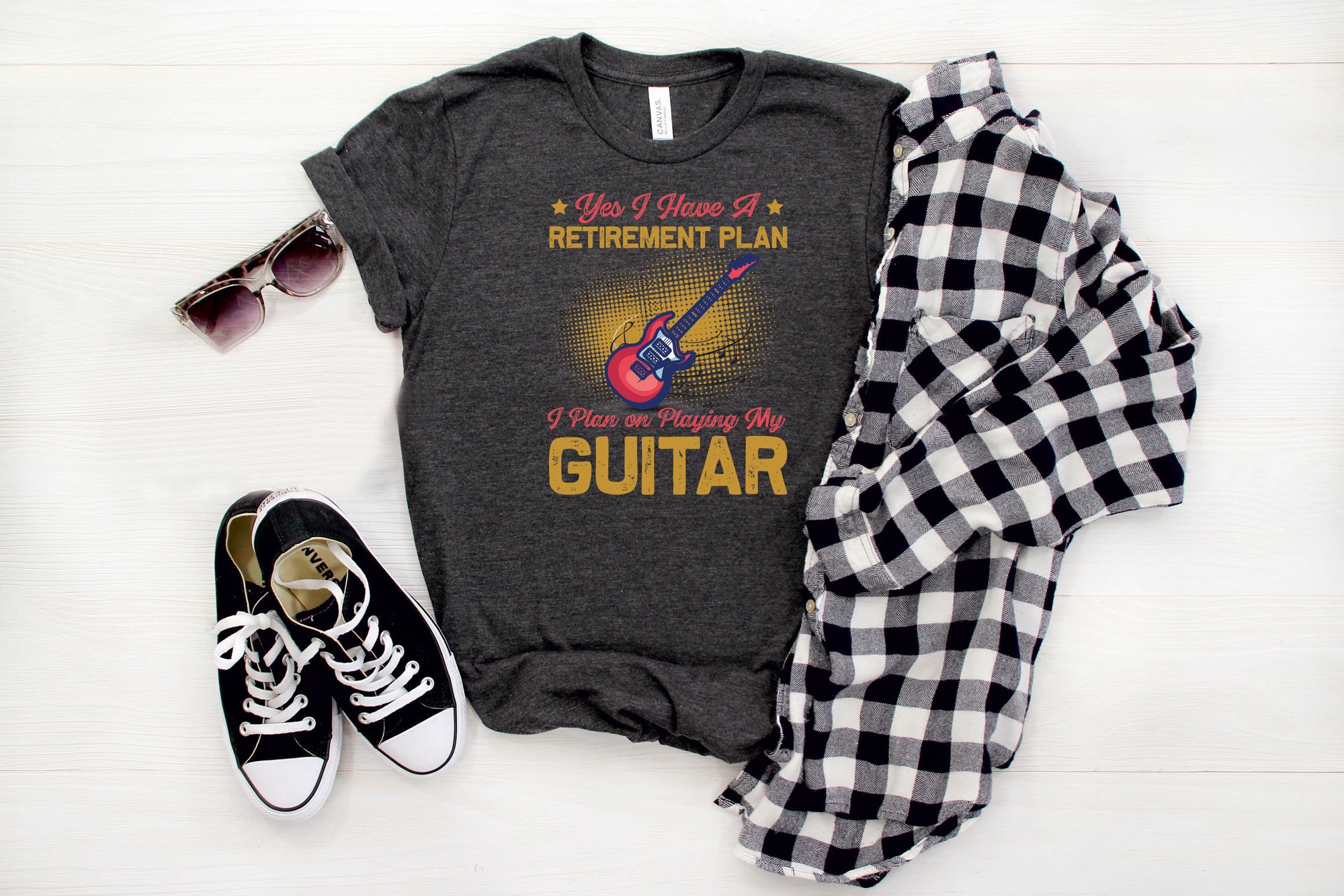 Discover Yes I Have A Retirement Plan I Plan On Playing My Guitar Shirt, Music Shirt, Guitar Lover Shirt, Gift For Guitarist, Retirement Shirt