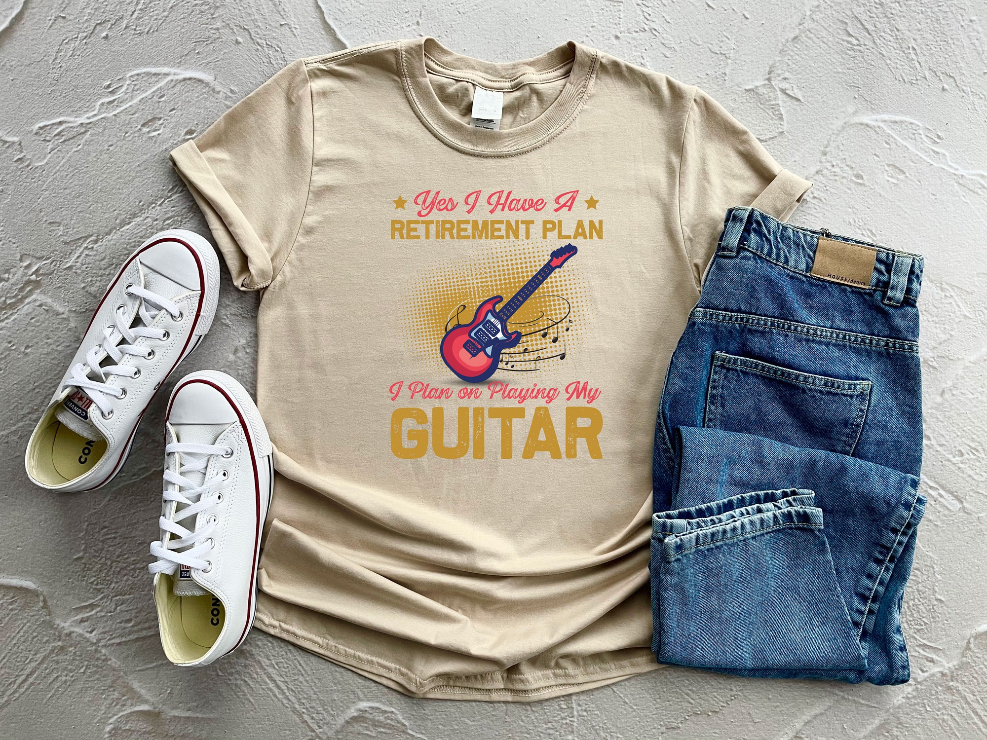 Discover Yes I Have A Retirement Plan I Plan On Playing My Guitar Shirt, Music Shirt, Guitar Lover Shirt, Gift For Guitarist, Retirement Shirt