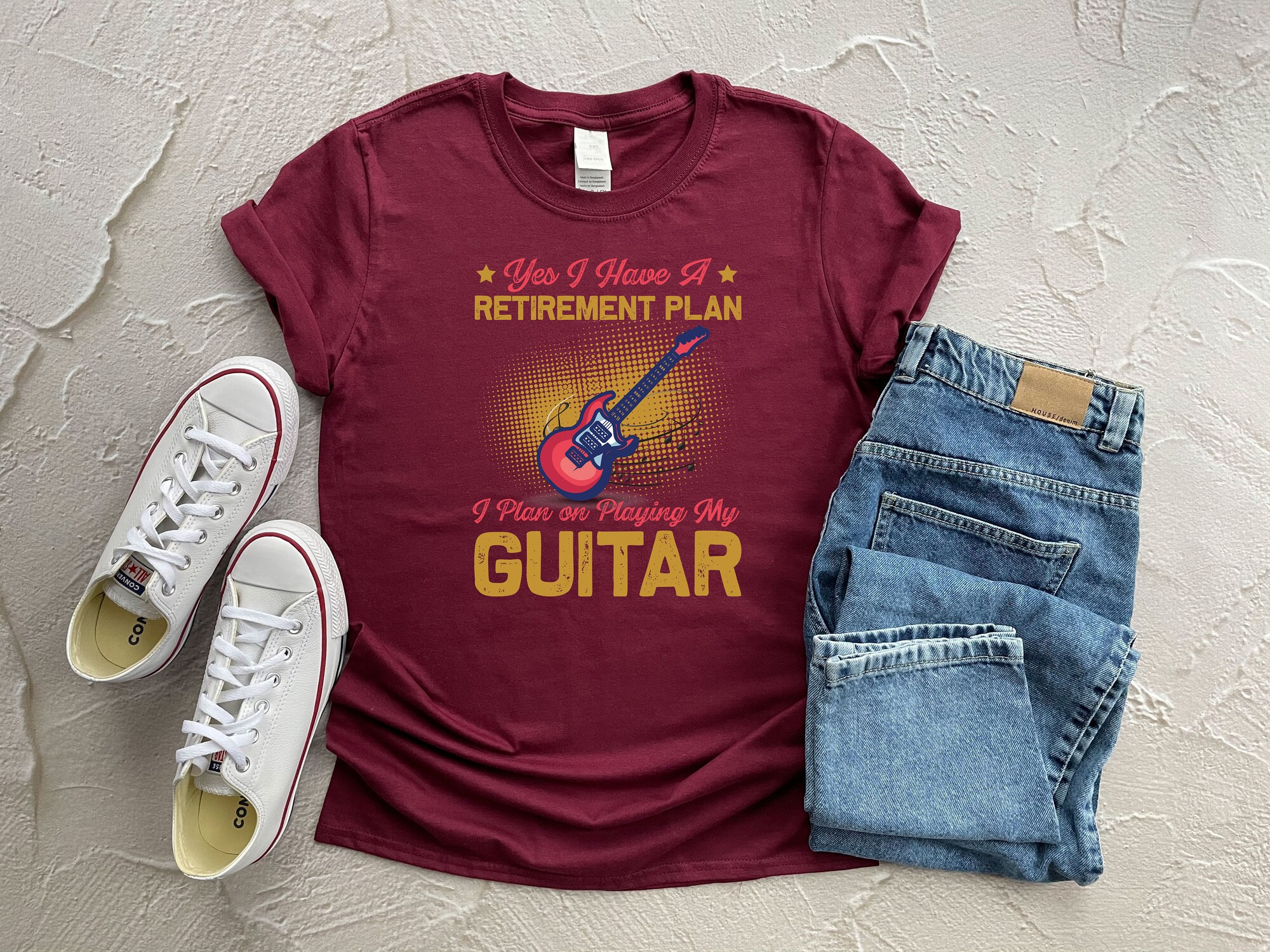 Discover Yes I Have A Retirement Plan I Plan On Playing My Guitar Shirt, Music Shirt, Guitar Lover Shirt, Gift For Guitarist, Retirement Shirt