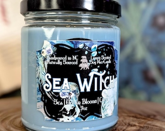 Sea Witch Candle | Wtchy Siren Magic Candle, Mermaid Witchcraft Ritual Candles, Decorated Candles Gifts For Her, Bookish Bookshelf Decor
