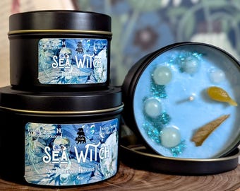 Sea Witch Candle | Wtchy Siren Magic Candle, Mermaid Witchcraft Ritual Candles, Decorated Candles Gifts For Her, Bookish Bookshelf Decor