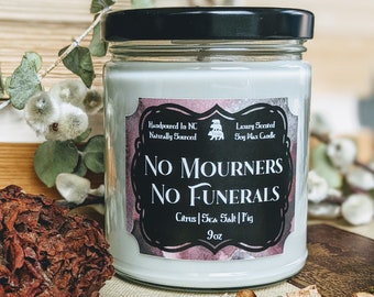 No Mourners No Funerals Grishaverse Kerze, Crow Club Buch Liebhaber Geschenk, Kaz Brekker Bücherregal Dekor, Six of Crows Bookish Leser Geschenk