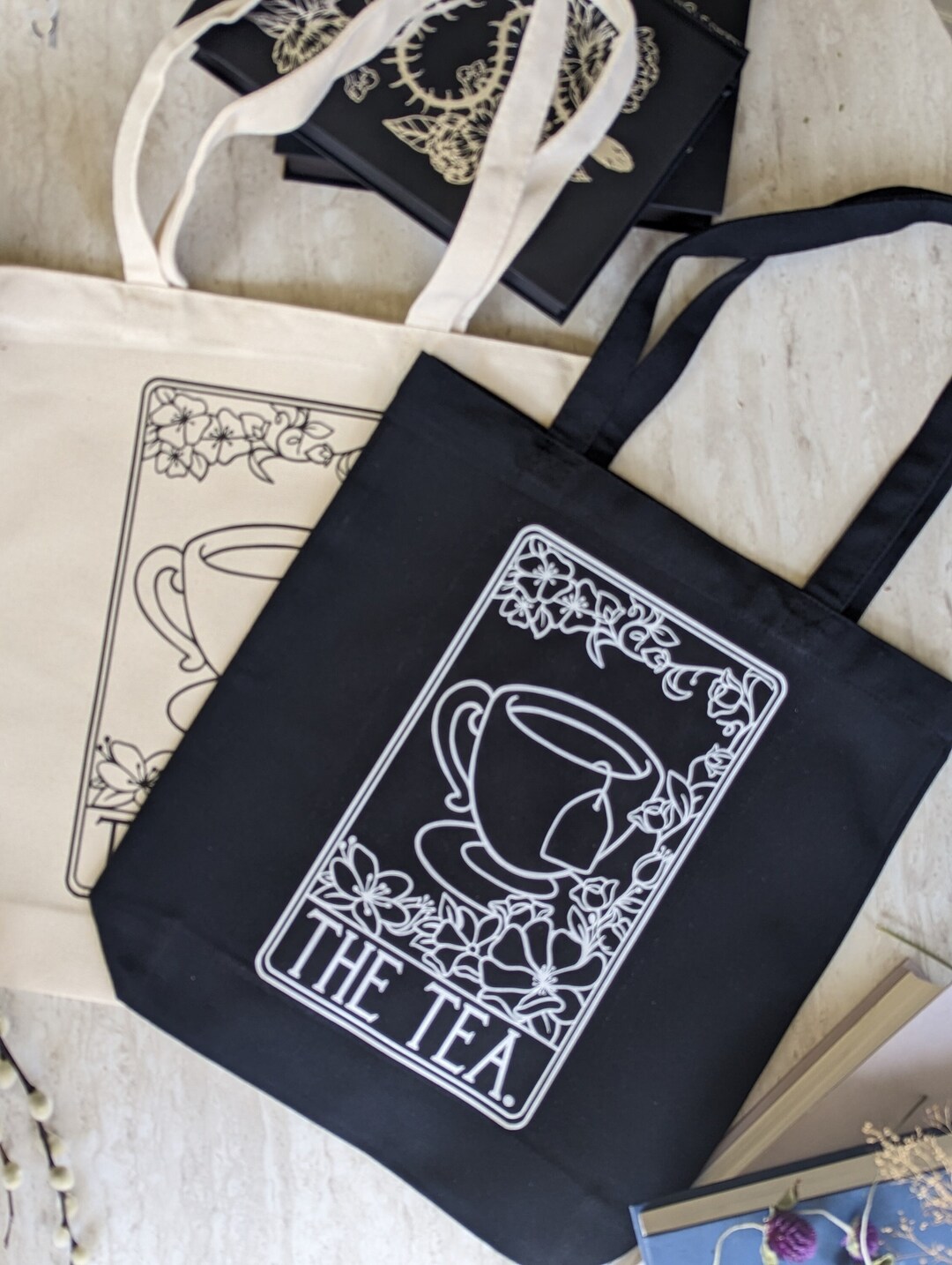 The Tea Tarot Cards Canvas Tote Bag, Booktok Bookish Gifts Tote
