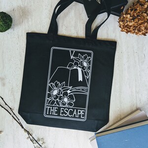 The Escape Tarot Karten Canvas Tote Bag, Booktok Bookish Geschenke, Book Merch Witchy Geschenke Canvas Tote, Geschenk für Buchliebhaber, Muttertagsgeschenk