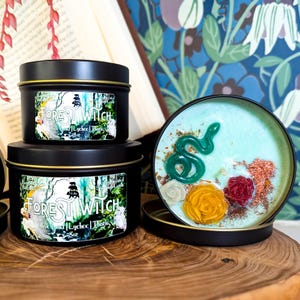 Candela di soia della strega della foresta / Candele rituali, Candela dell&#39;intenzione, Decorazione forestale Dark Academia, Candela magica della strega verde, Nucleo della foresta, Dark Academia