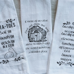 LOTR Tea Towels, Lord of the Rings Mothers Day Gift, Tolkien Book Lover Gift Kitchen Towels Dark Academia Decor The Hobbit Best Friend Gifts image 9