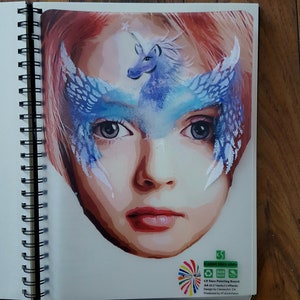 Tablero de pintura facial, tablero de práctica de pintura facial, hoja de aprendizaje de pintura, herramienta de exhibición de pintura facial, reutilizable. A4