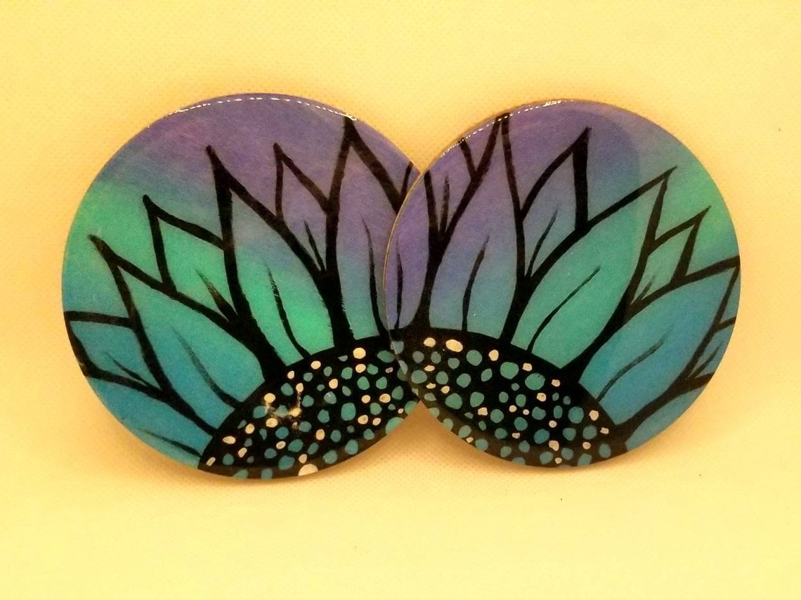 Hand Painted Coasters set of 2 Etsy