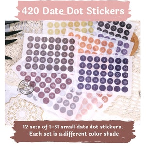 Bunte Date Dot Sticker/FolienSticker/Punkte Sticker/Punkte/Datum Punkte/Blaue Datumspunkte/Grüne Datumspunkte/Gelbe Datumspunkte